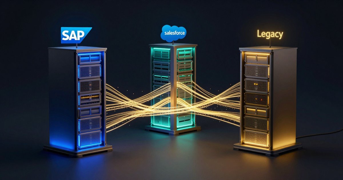 Enterprise system integration — SAP, Salesforce, and legacy systems connecting to AI Enterprise system integration — SAP, Salesforce, and legacy systems connecting to AI