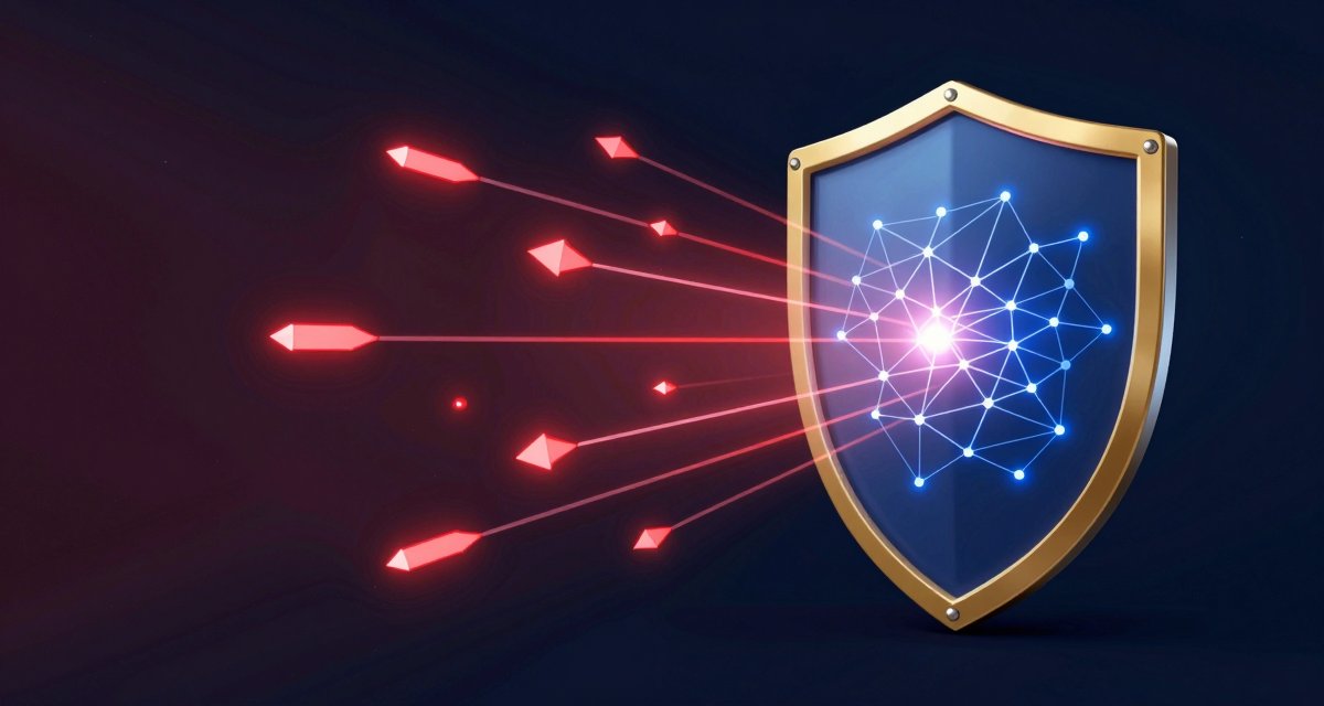 Glowing neural network with a vigilant magnifying glass inspecting its output — representing enterprise AI hallucination detection and reliability engineering