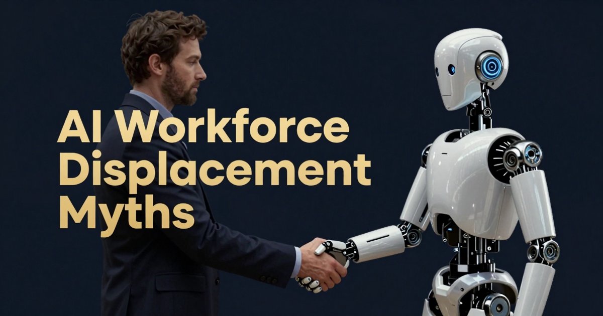AI Won't Replace Your Workforce — But It Will Redefine It Human and AI robot shaking hands — workforce augmentation over displacement