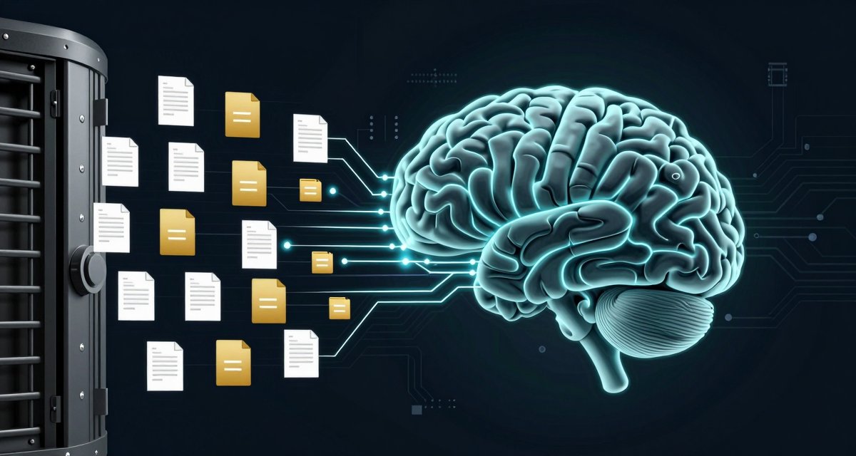 A fork in the road between fine-tuning and RAG pipelines, with enterprise data flowing through both — representing the strategic choice of AI customization approach